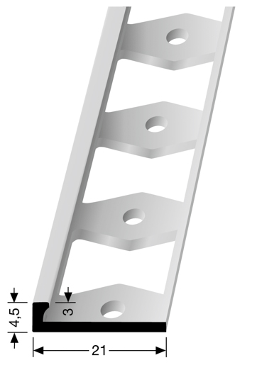 MPlus Doppel K Profil 301 G SBS 250cm 3,0mm Alu Natur F0 Fliesenabschlusspr.